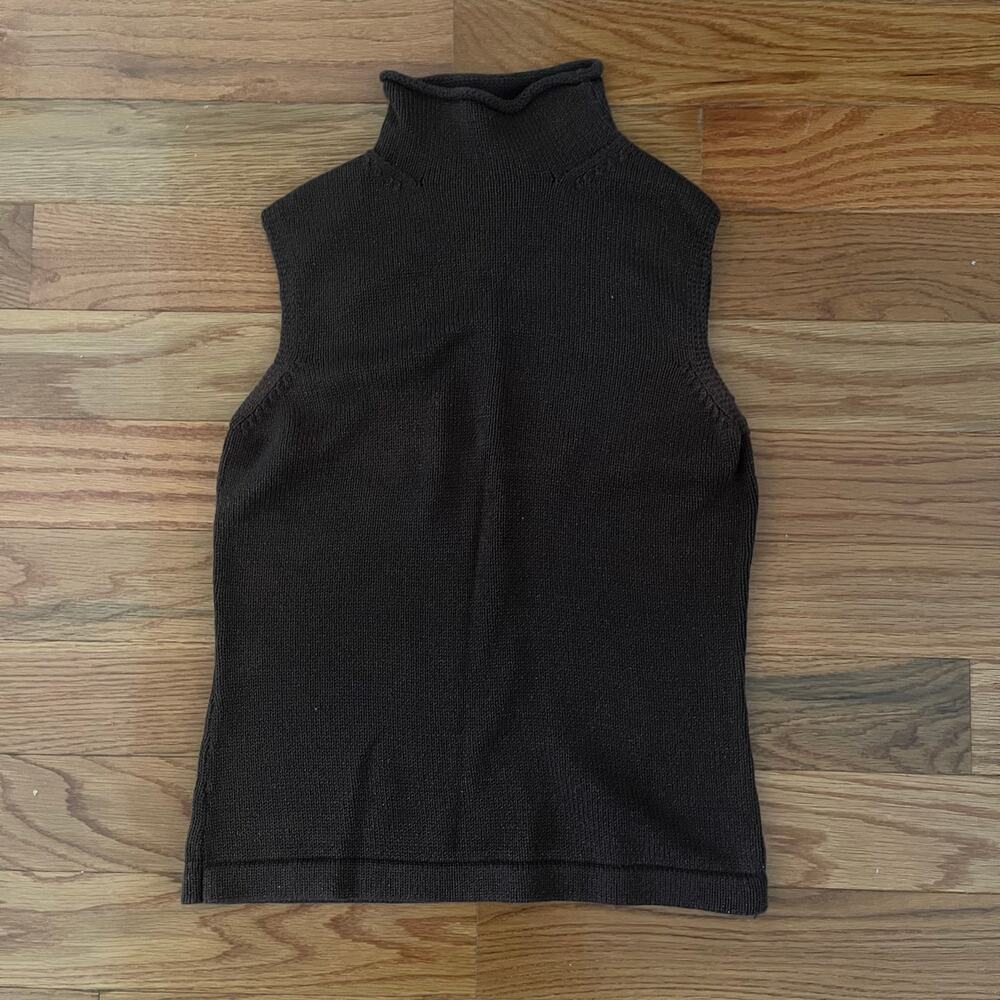 Vintage Gap Roll Neck Sweater Womens Medium Brown Metallic Sleeveless Knit Y2K M
